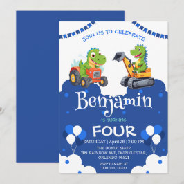 Cute dinosauer-traktor gräver lastbil-ballongen Bi