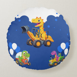 Cute dinosauer-traktor gräver lastbil-ballongen Bi Rund Kudde