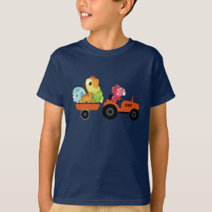 Cute dinosauer-traktorpojken Back to school Birthd T Shirt