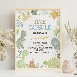 Cute Dinosaur 1:a födelsedag Kapseltecken Poster