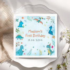 Cute Dinosaur 1:a födelsedagen Party Pappersservett