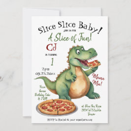 Cute Dinosaur 1:a födelsedagen Pizza Party Inbjudningar