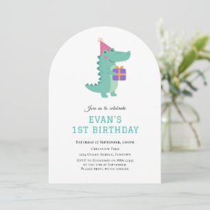Cute Dinosaur 1:a födelsedagsinbjudan Inbjudningar