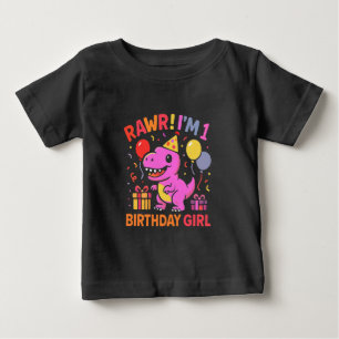 Cute Dinosaur 1st Birthday Girl T Shirt