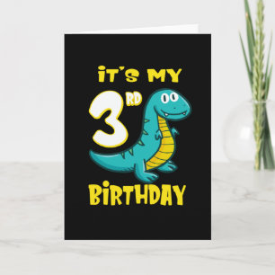 Cute Dinosaur 3:e födelsemeddelandet Shirt Boys Kort