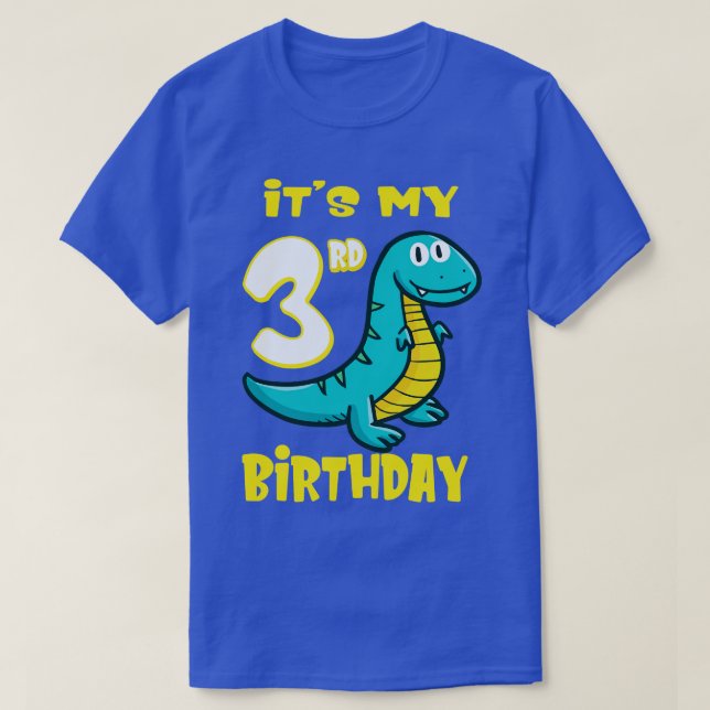 Cute Dinosaur 3:e födelsemeddelandet Shirt Boys T (Design framsida)