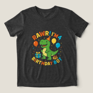 Cute Dinosaur 4e födelsedagen Boy T Shirt