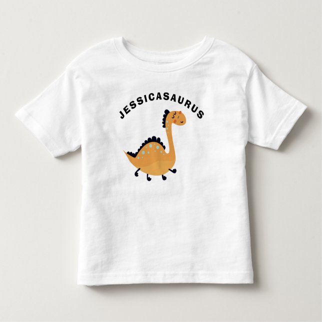 Cute Dinosaur Add Namn Barn Gift T-Shirt (Framsida)