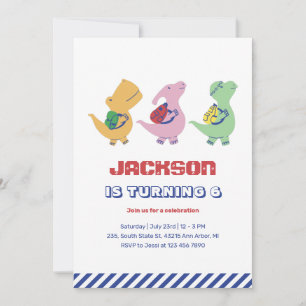 Cute Dinosaur åker till Barns födelsedag i skolan Inbjudningar