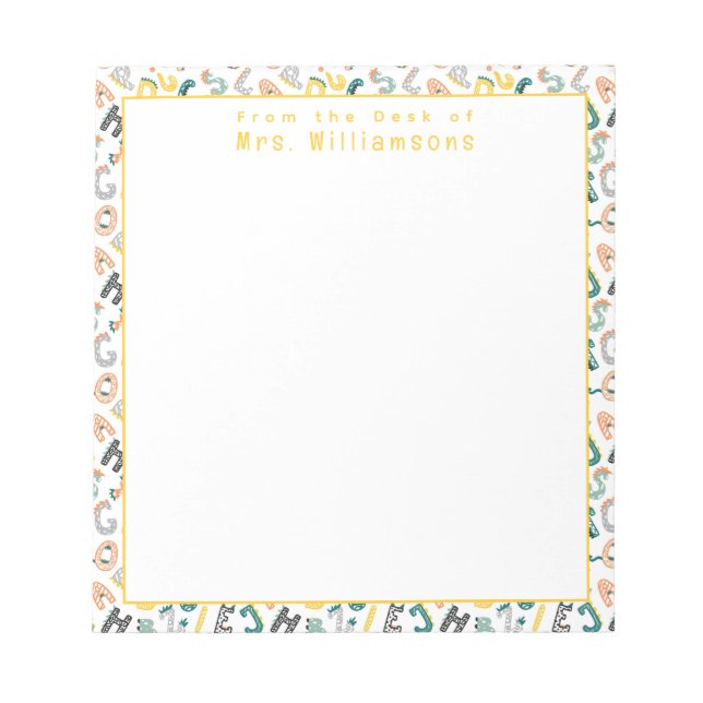 Cute Dinosaur Alphabet - från lärarcentralen Anteckningsblock (Framsida)