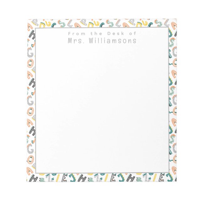 Cute Dinosaur Alphabet - från lärarcentralen Anteckningsblock (Framsida)