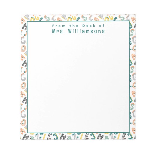 Cute Dinosaur Alphabet - från lärarcentralen Anteckningsblock (Framsida)