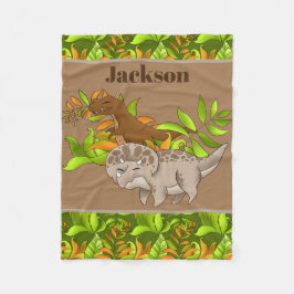 Cute Dinosaur älskare add namn baby Fleecefilt