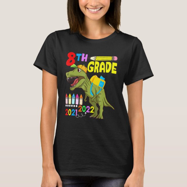 Cute Dinosaur Ansikte-mask 8 Klass Back to school  T Shirt (Framsida)