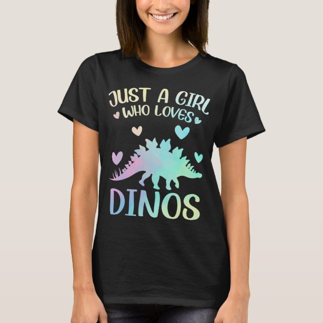Cute Dinosaur är bara en flicka som Kärlek Dinos T Shirt (Framsida)