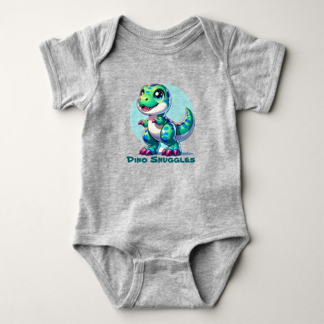 Cute Dinosaur Baby Bodydräkt Dino Snuggles T Shirt (Framsida)