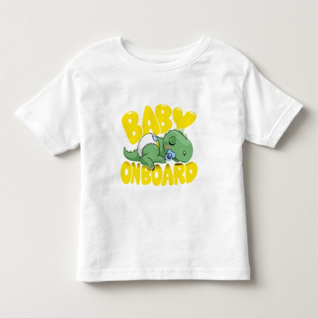 Cute Dinosaur Baby ombord på bildekaler | Spipande T Shirt (Framsida)