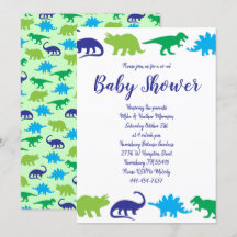Cute Dinosaur Baby Shower Dino Blue och Grönt Boy