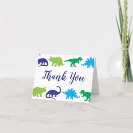 Cute Dinosaur Baby Shower Dino Blue och Grönt Boy Tack Kort
