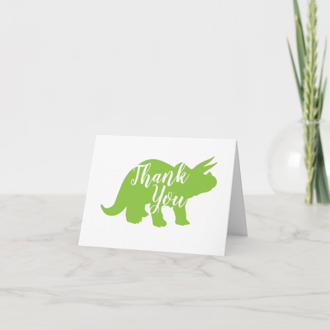 Cute Dinosaur Baby Shower Dino Blue och Grönt Boy Tack Kort (Framsida)