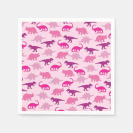 Cute Dinosaur Baby Shower Dino Rosa Girl Girl Pappersservett