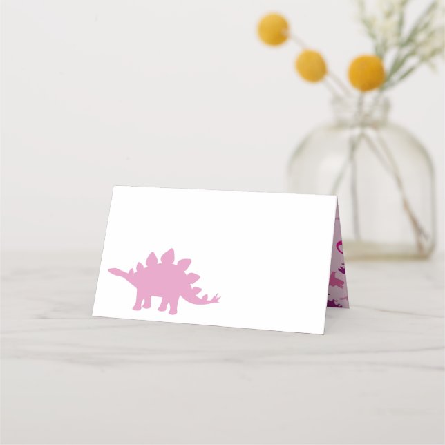Cute Dinosaur Baby Shower Dino Rosa Girl Girl Placeringskort (Framsida)
