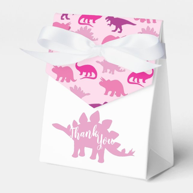 Cute Dinosaur Baby Shower Dino Rosa Girl Girl Presentaskar (Framsidan Sidan)