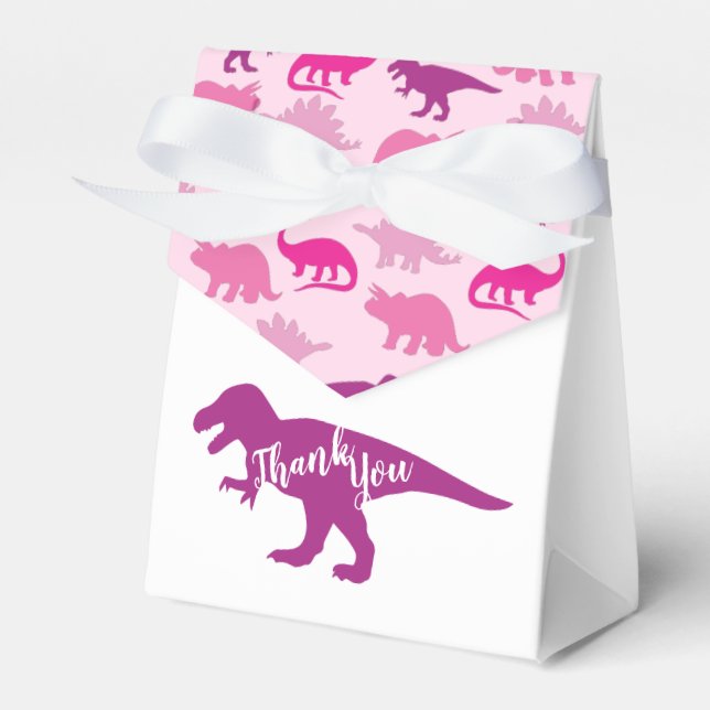 Cute Dinosaur Baby Shower Dino Rosa Girl Girl Presentaskar (Framsidan Sidan)