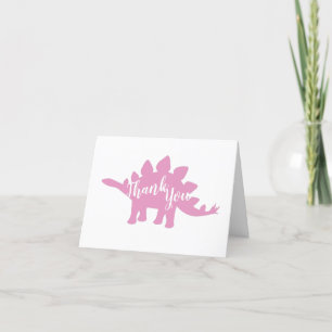 Cute Dinosaur Baby Shower Dino Rosa Girl Girl Tack Kort