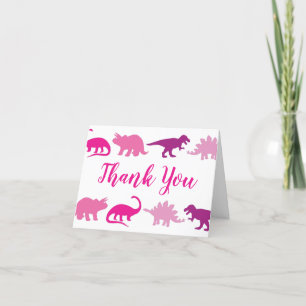 Cute Dinosaur Baby Shower Dino Rosa Girl Girl Tack Kort