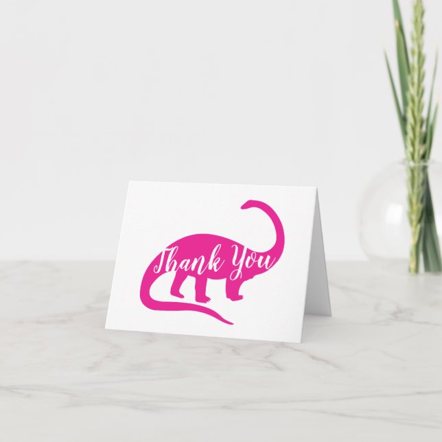 Cute Dinosaur Baby Shower Dino Rosa Girl Girl Tack Kort (Framsida)