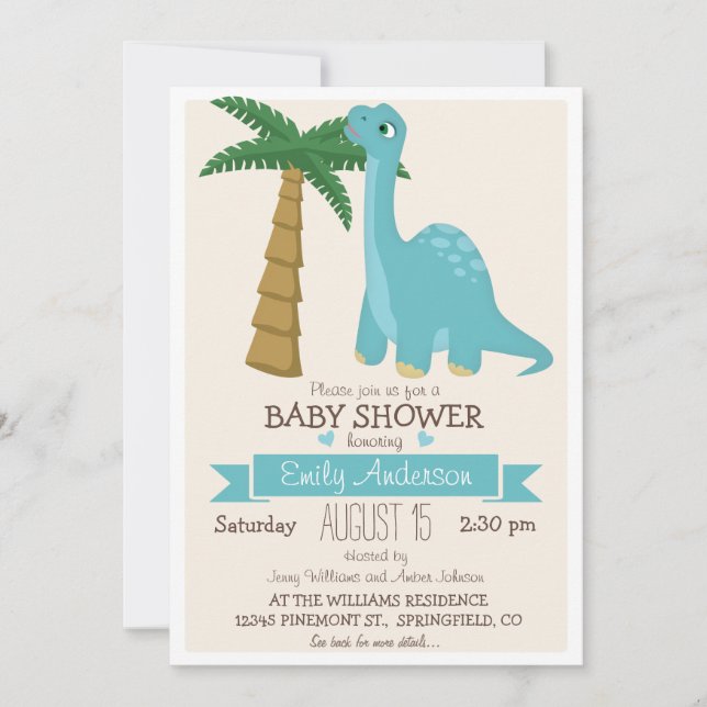 Cute Dinosaur Baby Shower eller Sprinkle Inbjudningar (Framsida)
