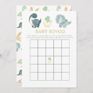 Cute Dinosaur Baby Shower Game Baby Bingo Inbjudningar