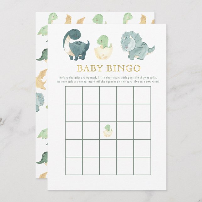 Cute Dinosaur Baby Shower Game Baby Bingo Inbjudningar (Skapare uppladdad)
