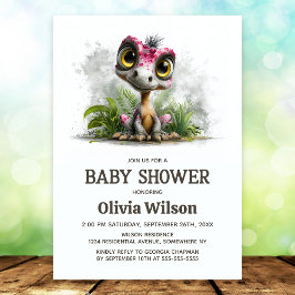 Cute Dinosaur Baby Shower Invitation Inbjudningar