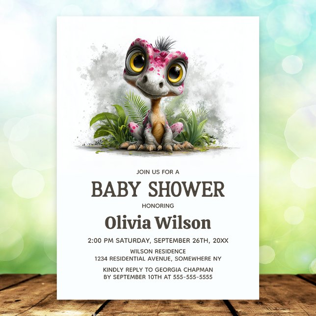 Cute Dinosaur Baby Shower Invitation Inbjudningar (Skapare uppladdad)