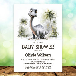 Cute Dinosaur Baby Shower Invitation Inbjudningar