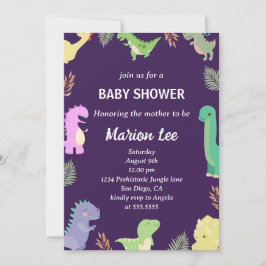 Cute Dinosaur Baby Shower Party Party-inbjudan Inbjudningar