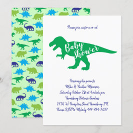 Cute Dinosaur Baby Shower T-Rex Dino Grönt Boy Inbjudningar