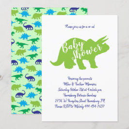 Cute Dinosaur Baby Shower Triceratops Blue Boy Inbjudningar