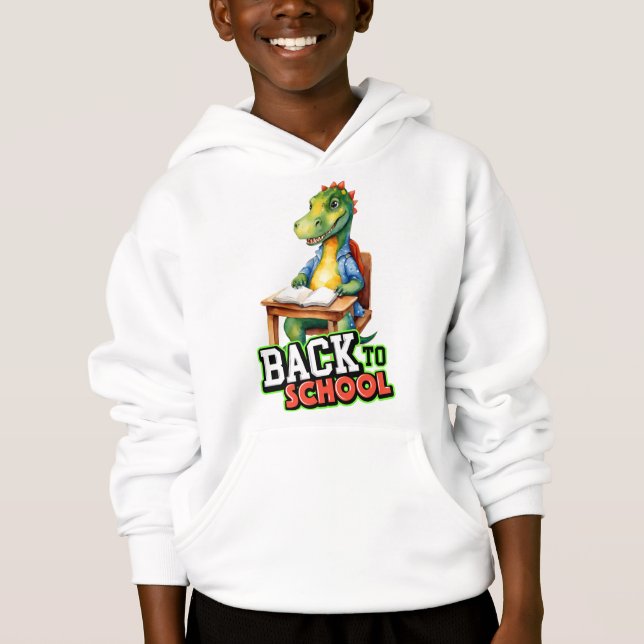 Cute Dinosaur Back to school Hoodie T Shirt (Framsida)