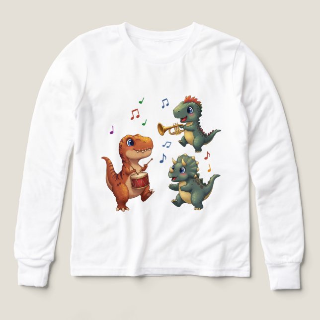 Cute Dinosaur Band Cartoon Illustration T Shirt (Design framsida)
