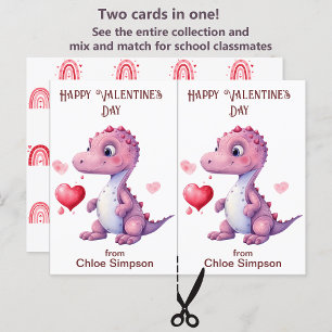 Cute Dinosaur Barn Valentine Party Card Vykort