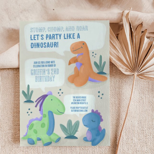 Cute Dinosaur Barns födelsedag-partiets inbjudan (Skapare uppladdad)