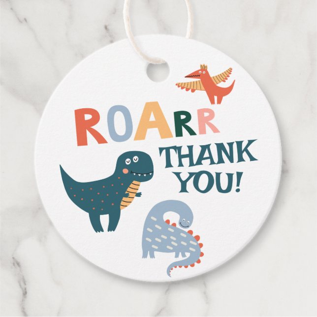 Cute Dinosaur Barns födelsedag Party Gåvor Etiketter (Framsida)