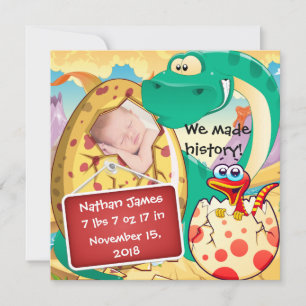 Cute Dinosaur Birth Notice Meddelande
