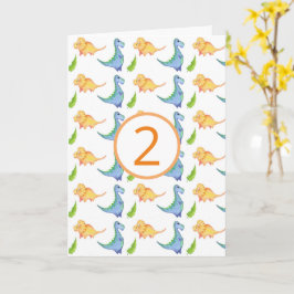 Cute Dinosaur Birthday Boy Add Namn & Age Roligt C Kort