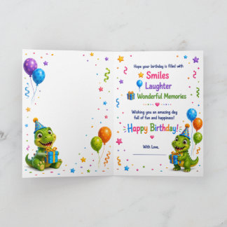 Cute Dinosaur Birthday Card for Kids – Happy Birth Kort