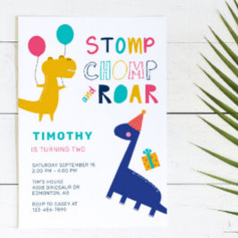 Cute Dinosaur Birthday Colorful Party Boys Inbjudningar