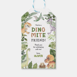 Cute Dinosaur Birthday Dinomite Party Presentetikett